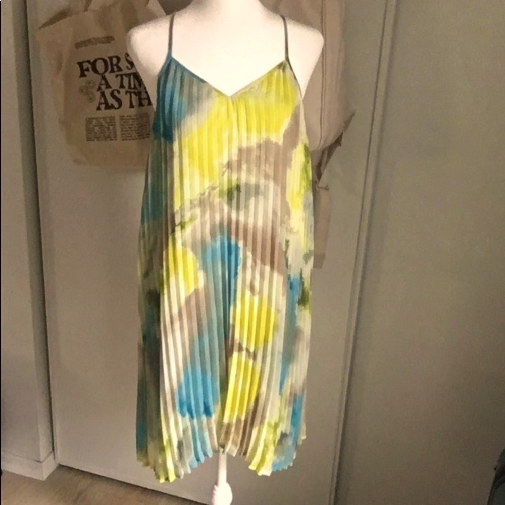 New Bar III Women’s Pleated Watercolor Pattern Tank Mini Sundress